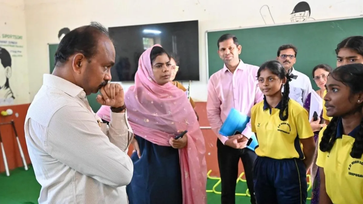 J. Shyamala Rao visiting a government school