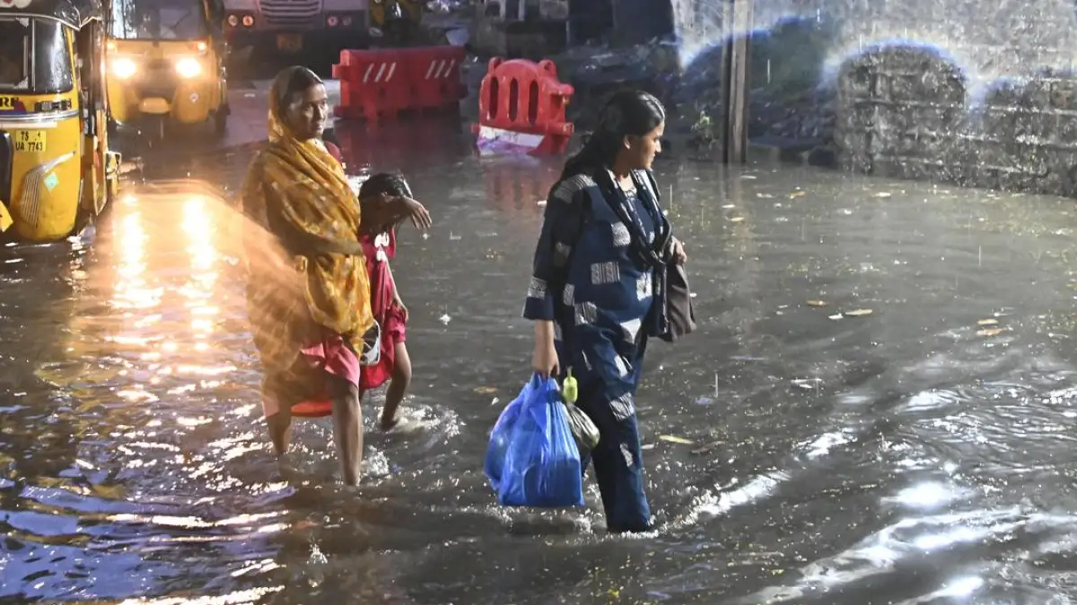 Traffic congestion in Hyderabad due to rain and celebrations