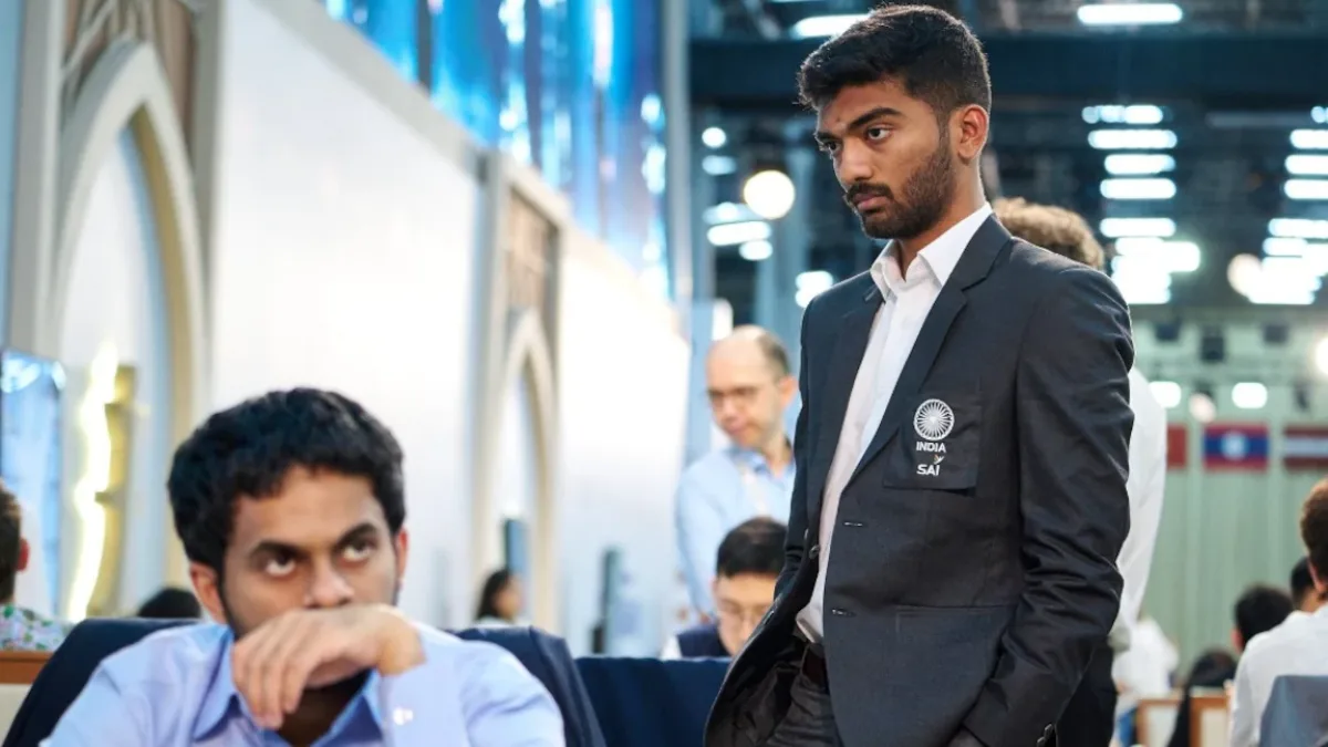 Indian chess team players competing at the Chess Olympiad