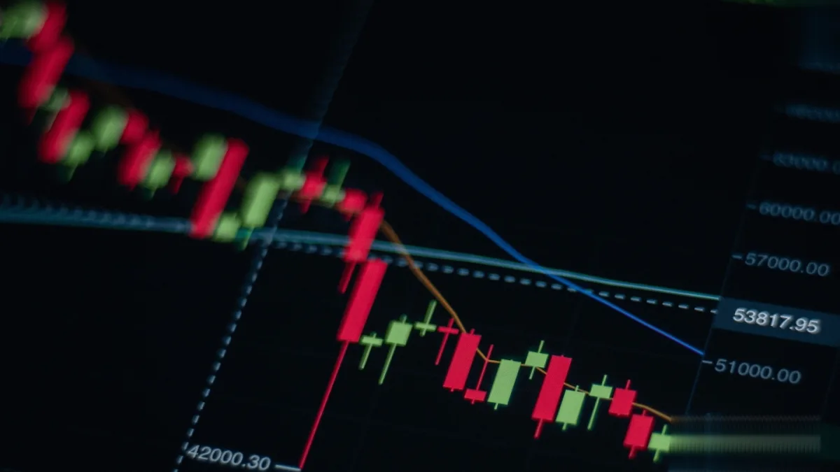 U.S. stock market chart showing decline amid rising oil and Treasury yields
