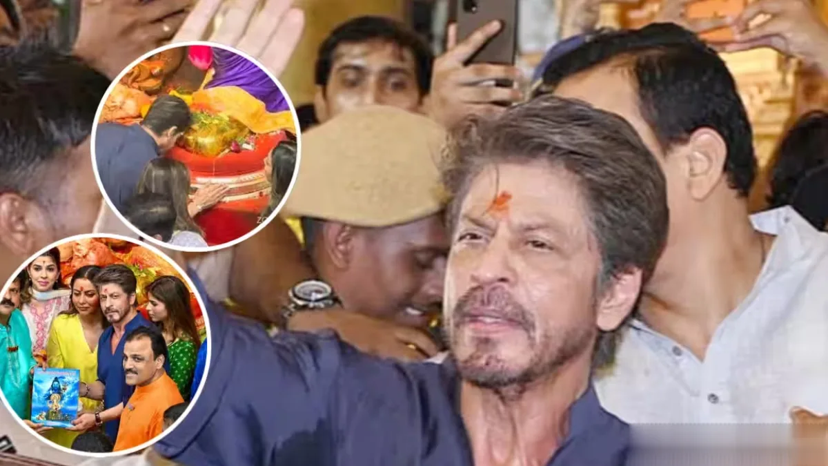 Shah Rukh Khan visiting Lalbaugcha Raja with his family