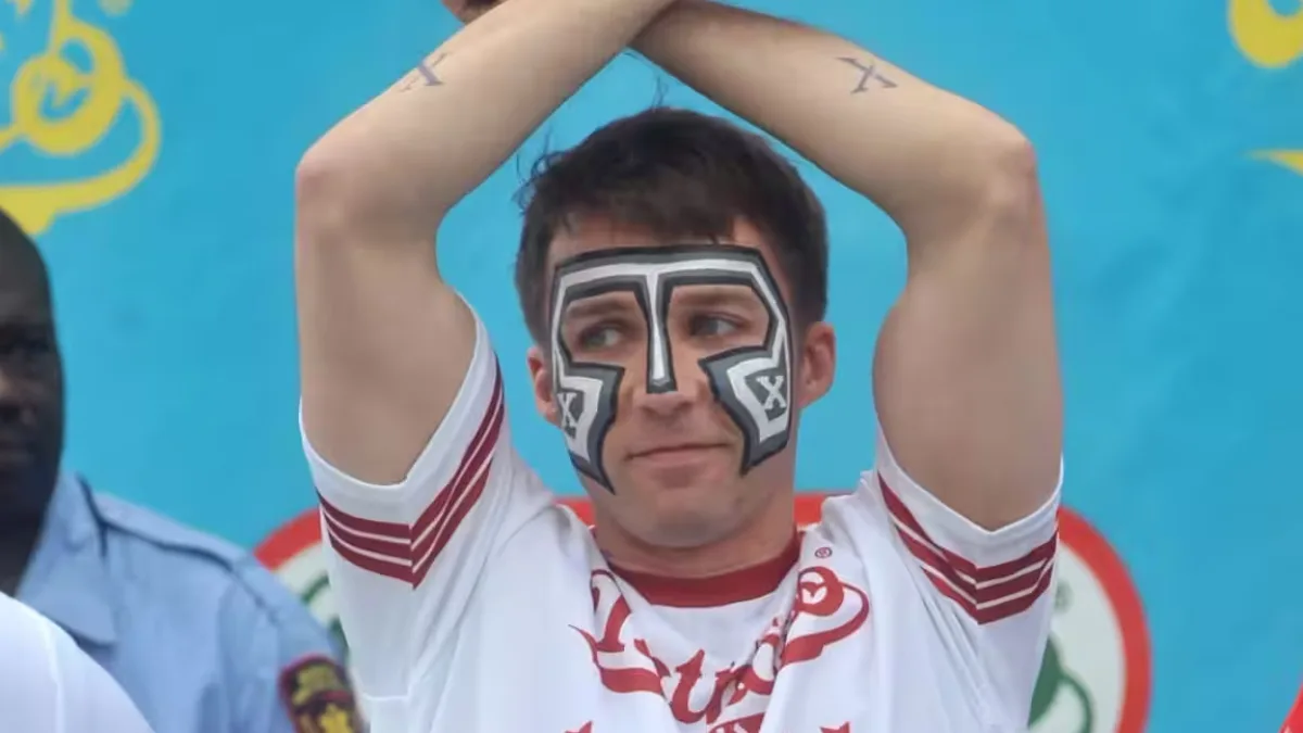 Tim Janus, aka 'Eater X,' competing in a eating contest
