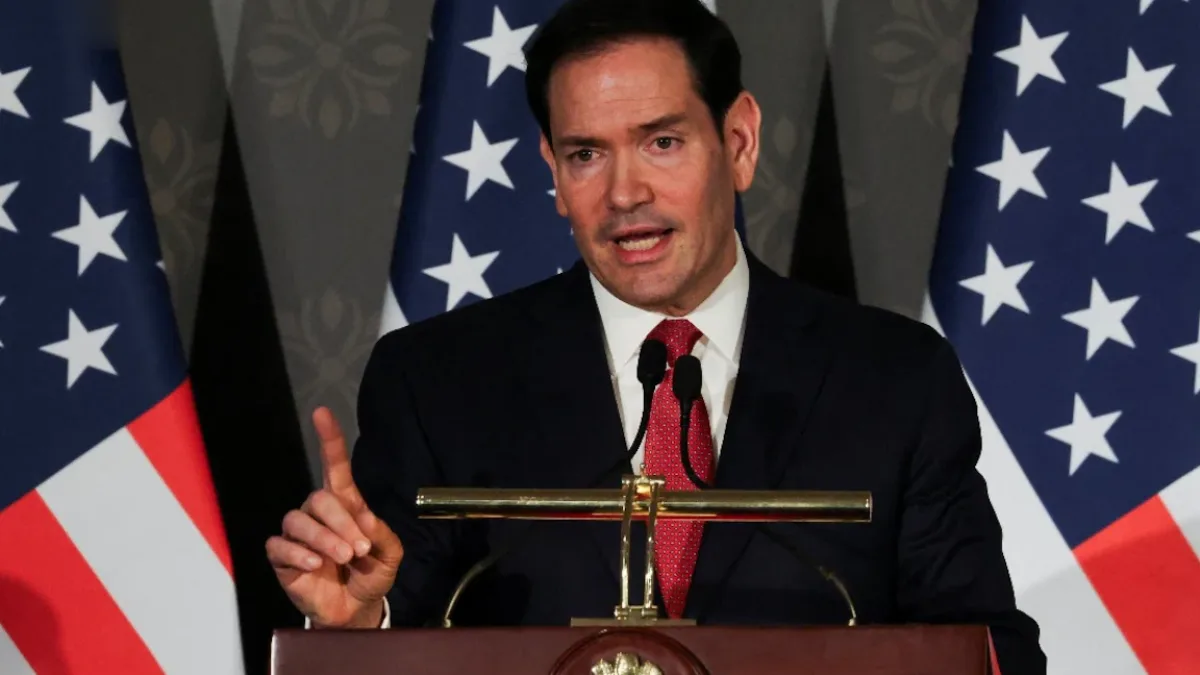 US Secretary of State Marco Rubio speaking at the United Nations General Assembly