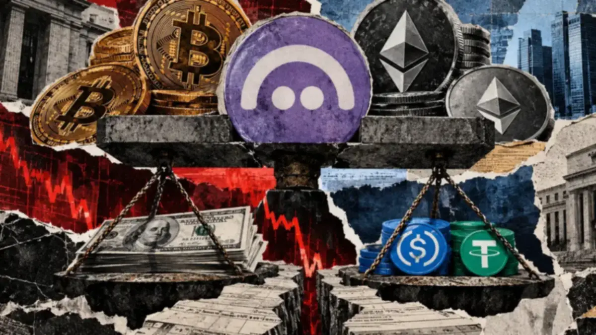 Aave logo with a graph of crypto prices in the background