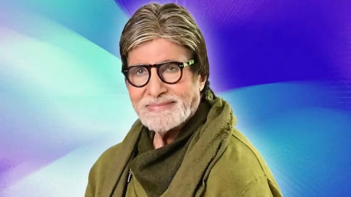 Amitabh Bachchan sitting on a chair with a knee injury