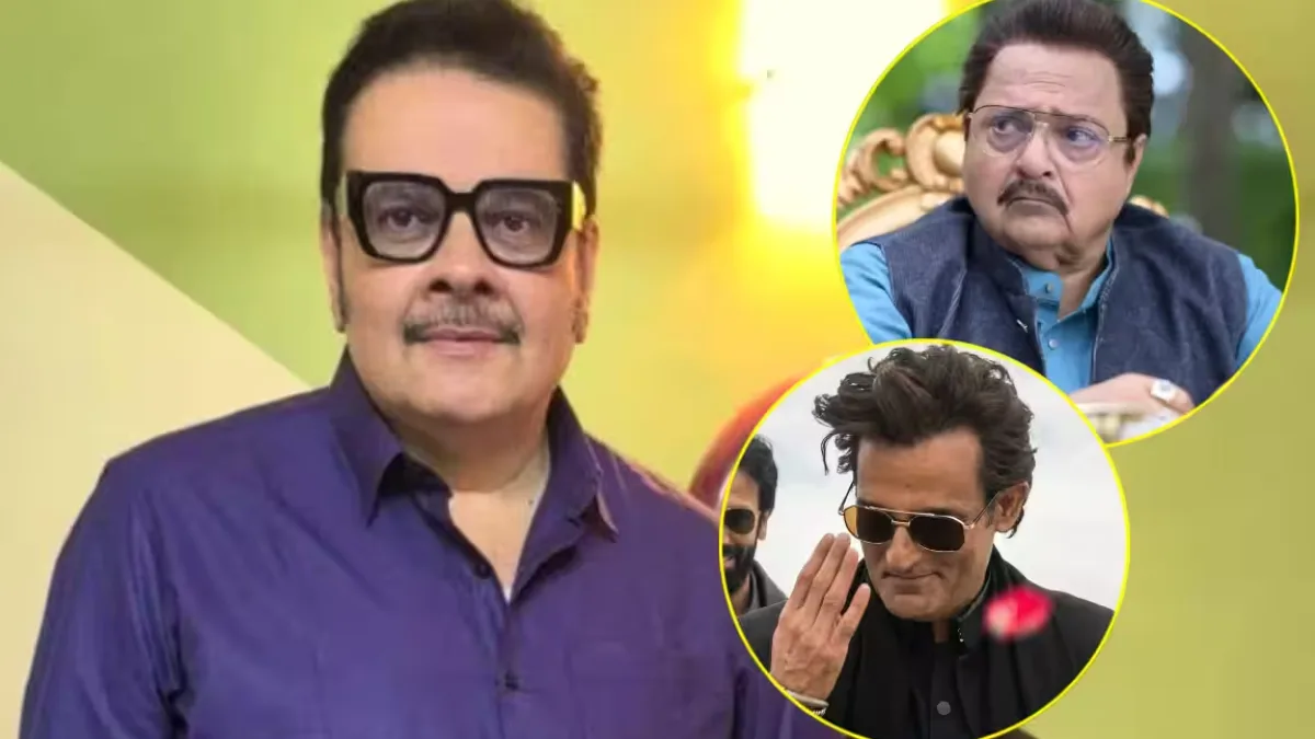 A photo of Akshaye Khanna and Rakesh Bedi on the sets of Dhurandhar