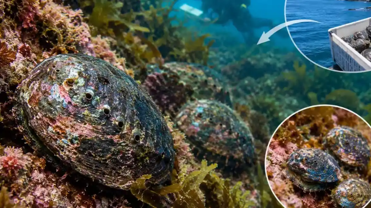 A photo of a black abalone in its natural habitat