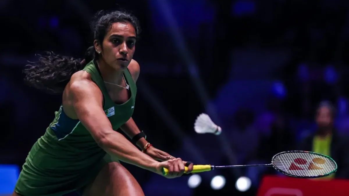 PV Sindhu in action at the Hylo Open