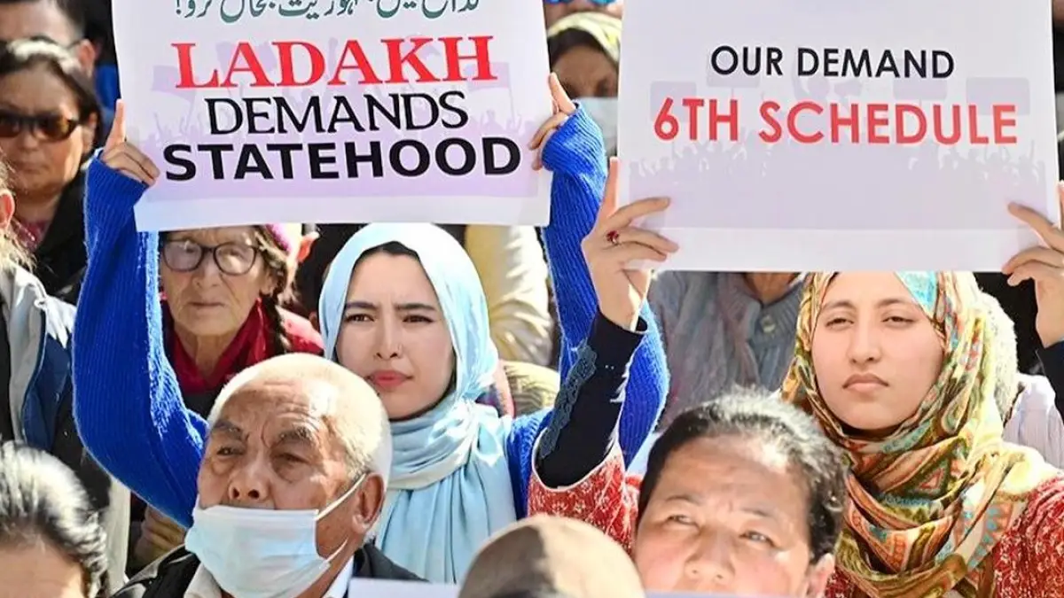 Students from Leh, Ladakh, protesting for statehood and Sixth Schedule inclusion