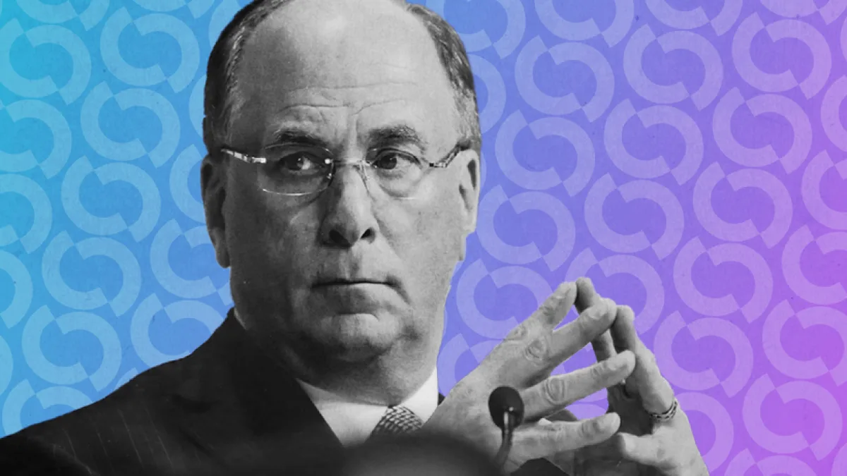 BlackRock CEO Larry Fink speaking at a conference