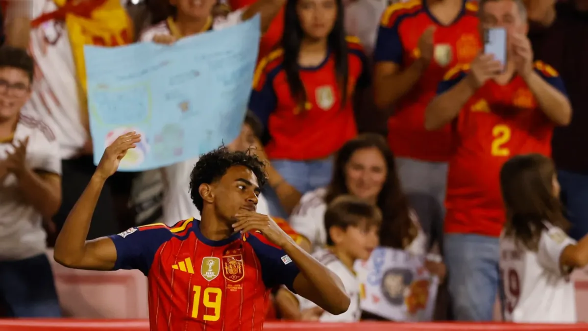 A football player in action during a Nations League match