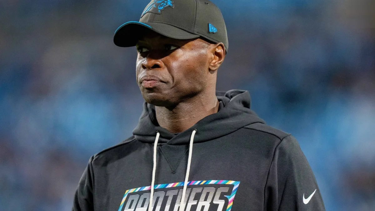 Ejiro Evero on the sidelines during a game