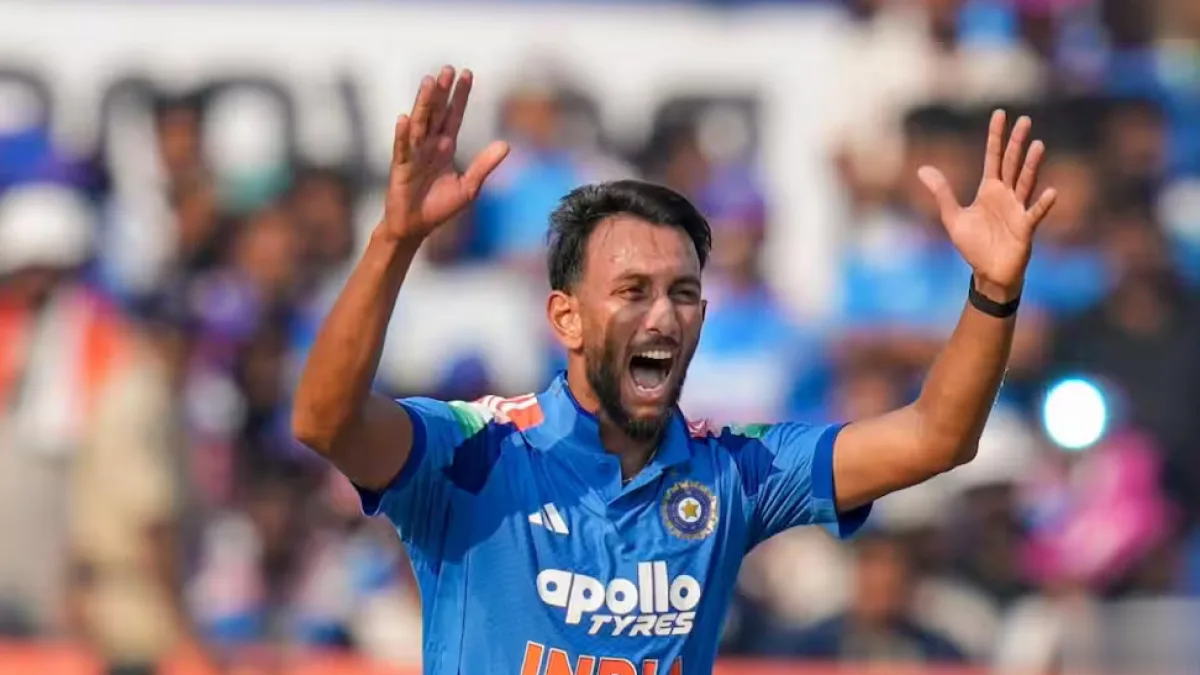 Prasidh Krishna in action during an ODI match