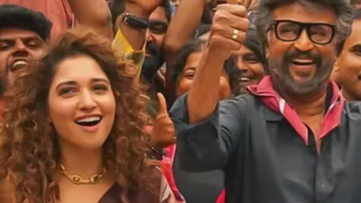 Rajinikanth and Tamannaah Bhatia on the sets of Jailer