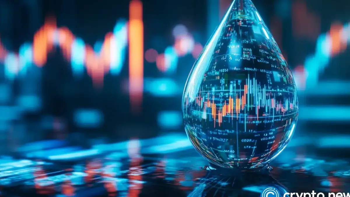 Sui blockchain logo with rising chart
