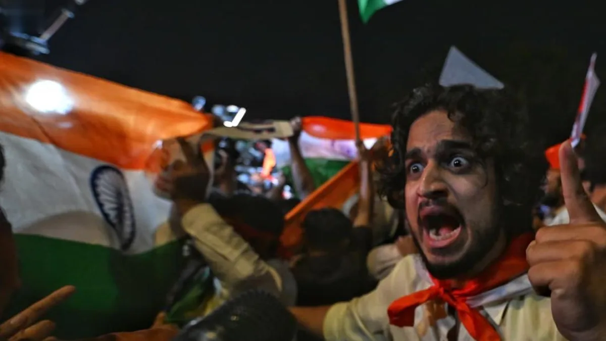 Protesters marching towards Central Park in Connaught Place
