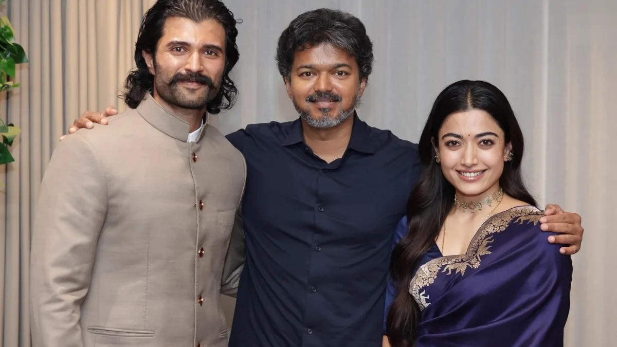 Vijay Deverakonda and Rashmika Mandanna meeting Thalapathy Vijay
