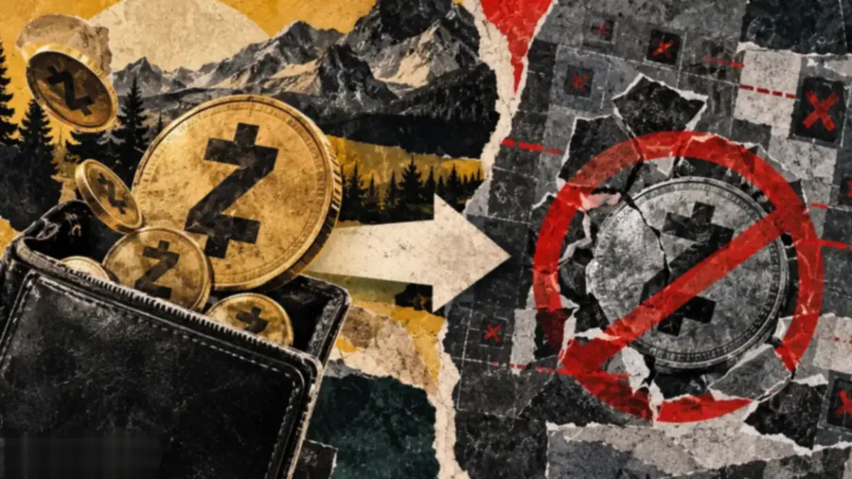 Zcash logo with a red X marked through it, symbolizing the freeze on Sprout funds